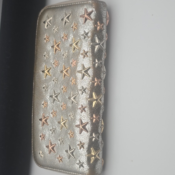 Jimmy Choo Filipa Star Metallic Silver Studded Zip Long Wallet (VERY GOOD)✨️ - Picture 6 of 13